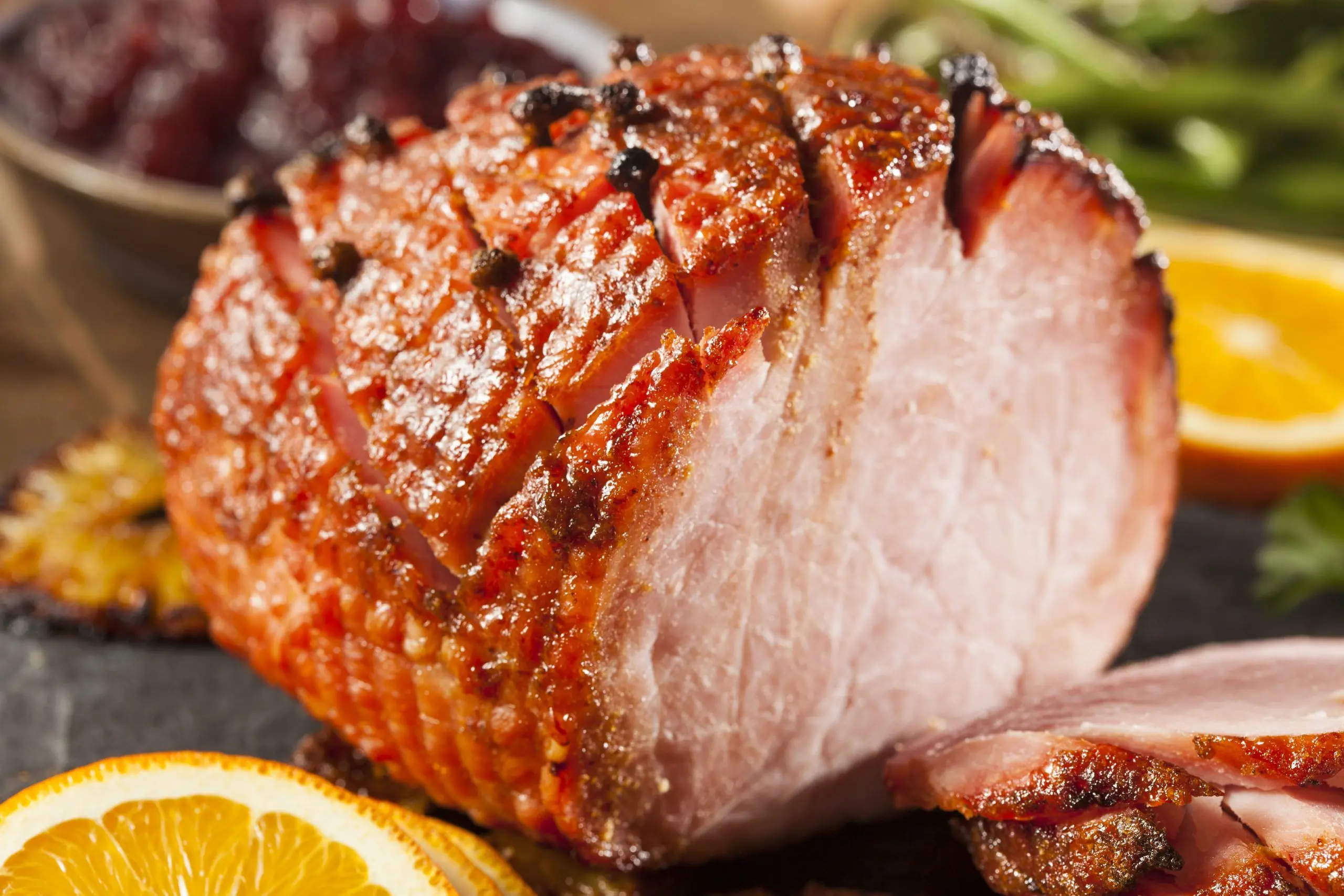 Spiced Citrus Baked Ham with Cashew-Mango Salsa
